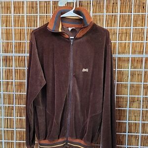 VTG. LE TIGRE Brown Velour Men's Sweater, SIZE L